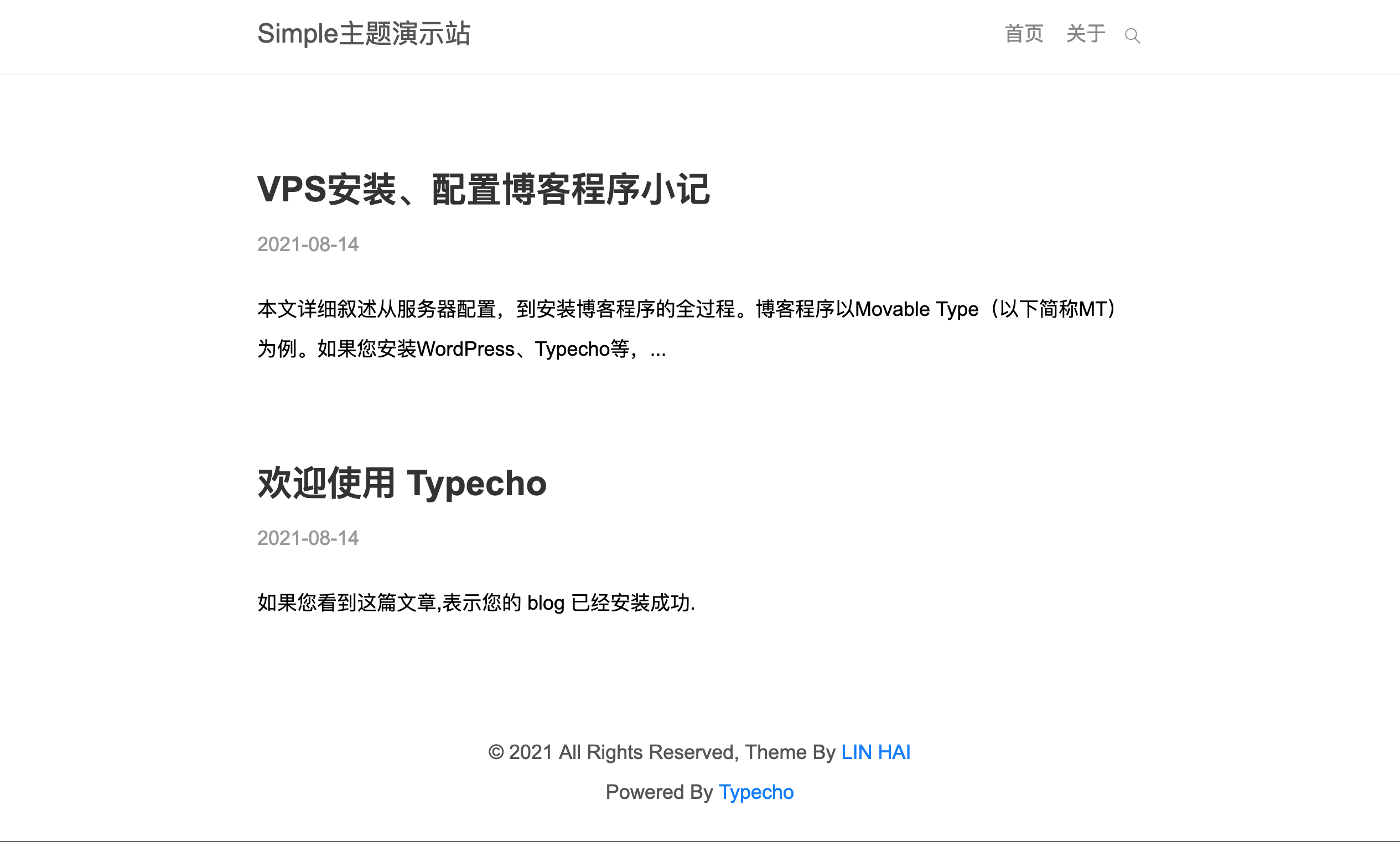 图1：Simple主题主体样式